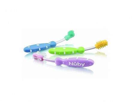 Набор из 3 пластиковых детских зубных щёток, 3 цвета 